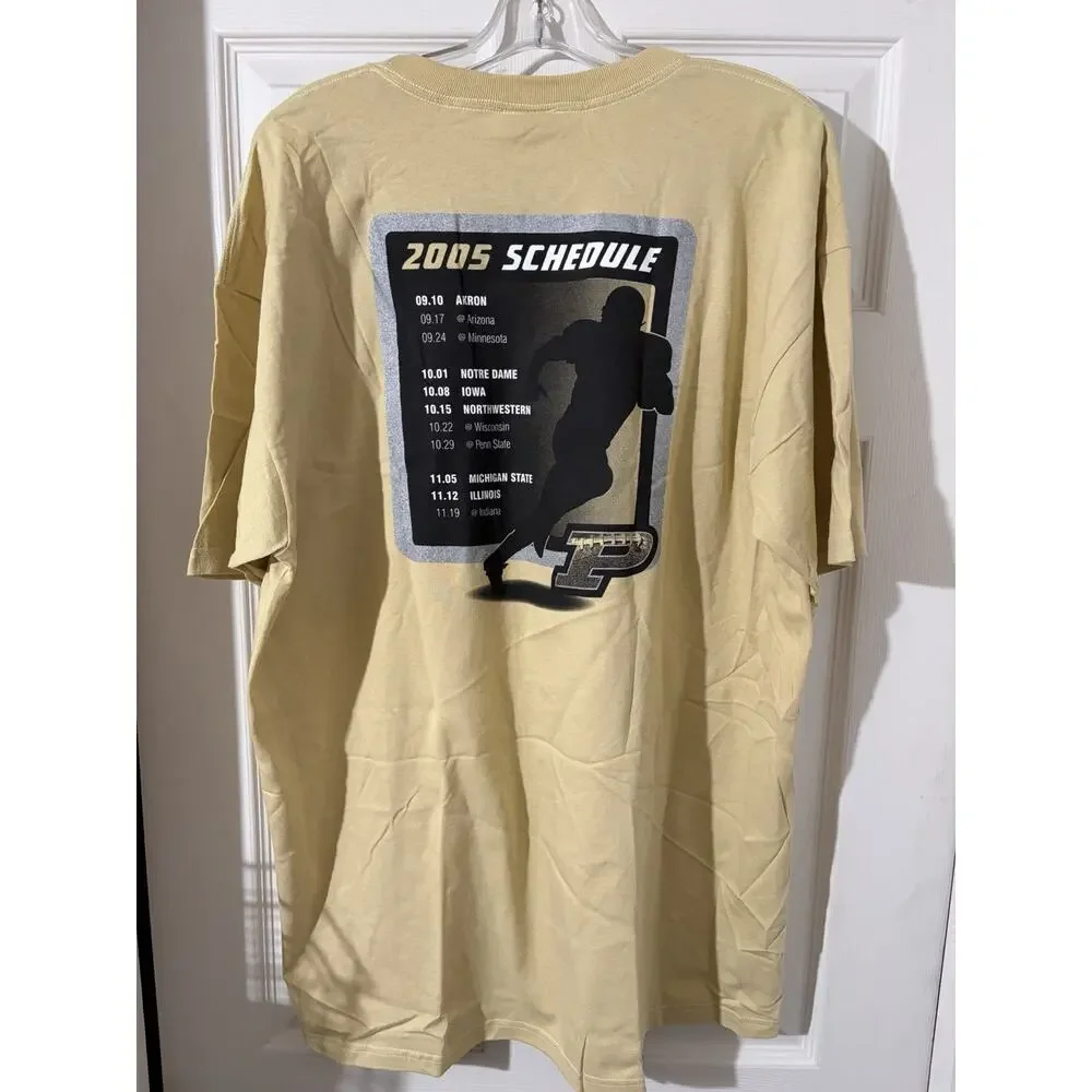 BNWT Vintage Nike Purdue University Shirt Sz XL Yellow 2005 Football Schedule